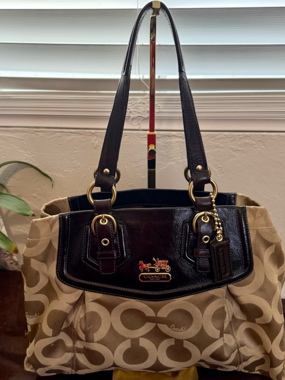 Coach Signature C Satchel Brown Khaki Tote Purse